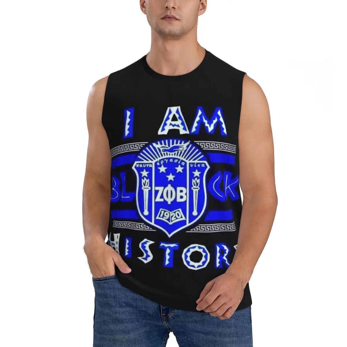 Zeta Phi Beta Greek Letter 1920 ZOB Men Sleeveless Tank Tops Quick Dry Breathable Gym Fitness Running Summer Casual Sport Vest