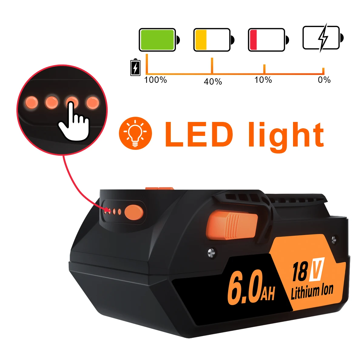 Turpow 6.0/4.0Ah 18V Li-ion For RIDGID R840083 R840085 R840086 R840087 Rechargeable Power Tool Battery Series AEG Series Battery