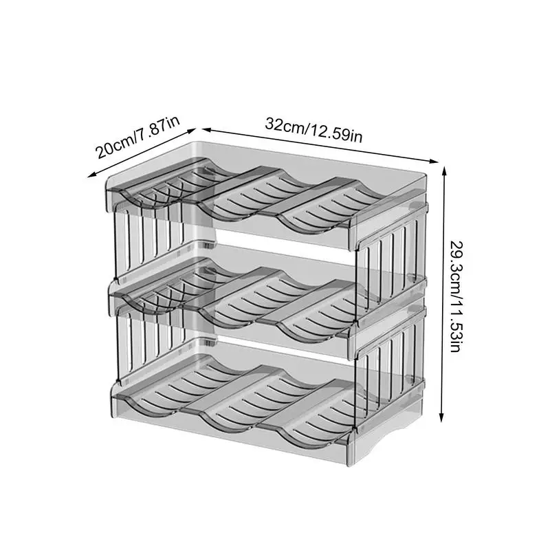 ขวดน้ําจัดเก็บถ้วยRack THERMOSถ้วยน้ําแก้วไวน์แดงRackโปร่งใส 3 ชั้นSTACKABLEผู้ถือ