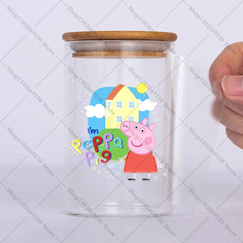 Anime DIY Water Bottle Decor Decal Cartoon Peppa Pigs Cute Transfer Sticker Creative Self-adhesive Label Stickers Birthday Gifts view 2
