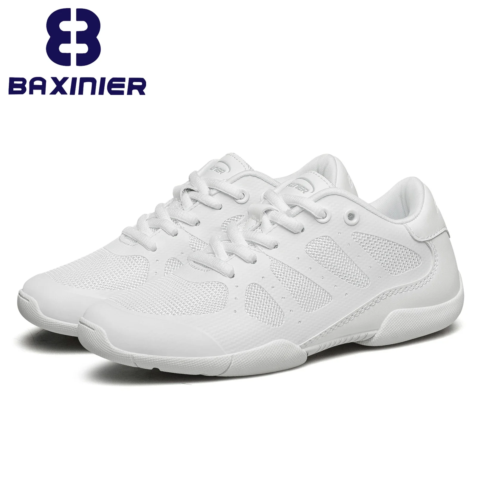 BAXINIER Girls Cheer Shoes White Cheerleading Dance Shoes Kids Athletic Training Tennis Shoes Youth Competition Sneakers