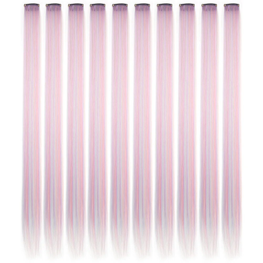10PCS/Pack Colored Party Highlights Clip in Hair Extensions