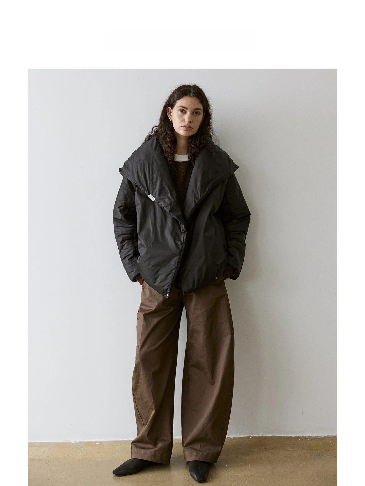 

Leonorayang Original Asymmetric Design Loose Fit Warm Cotton Jaet Women's Winter ort Coat Large Collar Thermal Outerwear