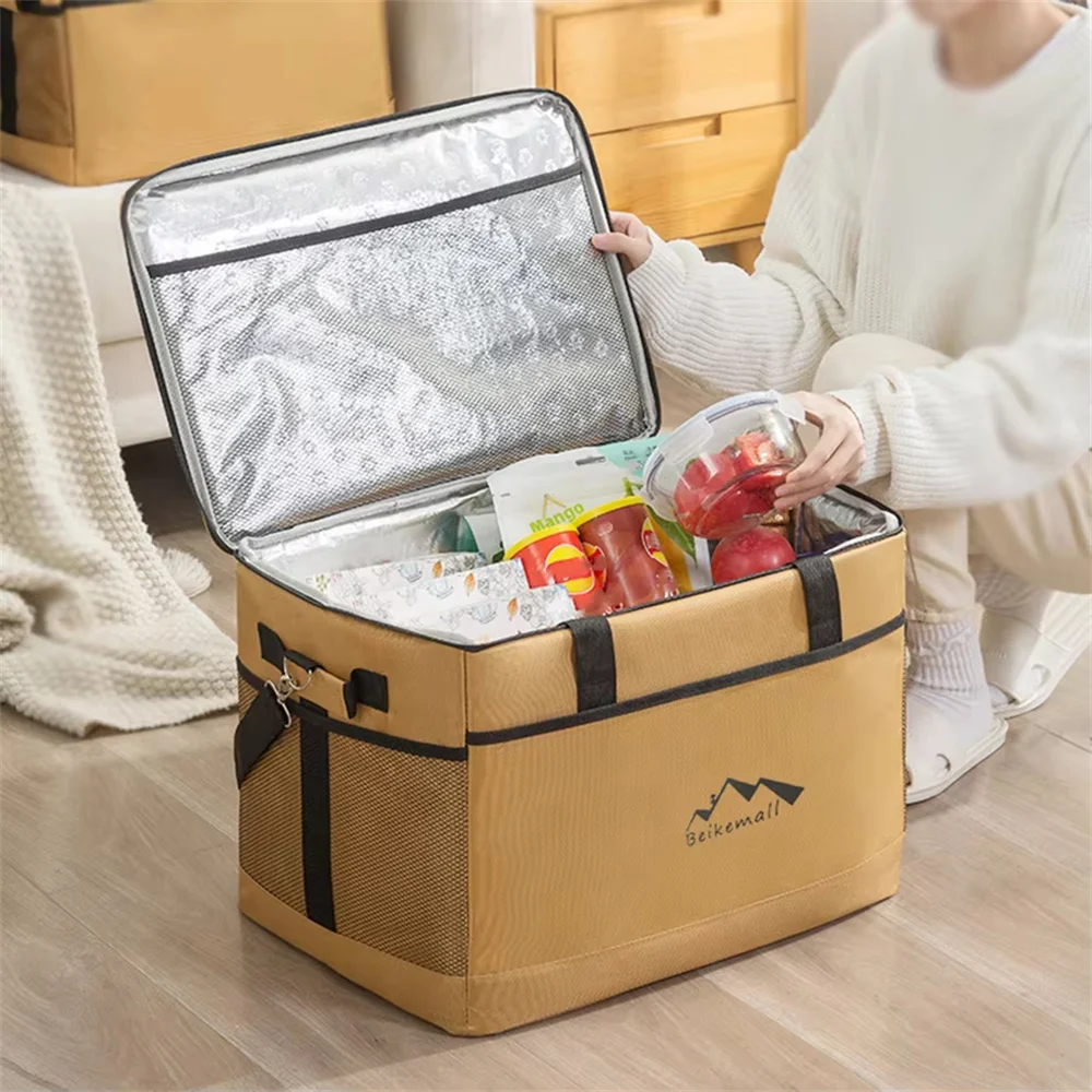 

Outdoor Camping Large Capacity Picnic Aluminum Foil Insulated Box Handheld Cooler Fresh Box Crossbody Portable Picnic Lunch Bag