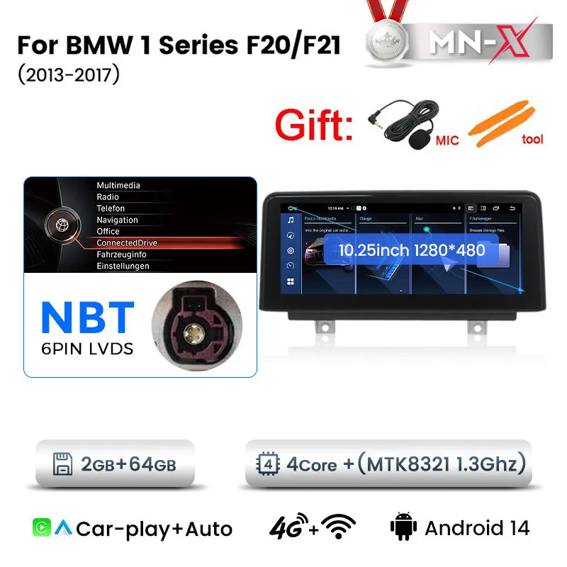 NaviFly 6GB Car Radio CarPlay Android 14 Auto GPS For BMW F20 F21