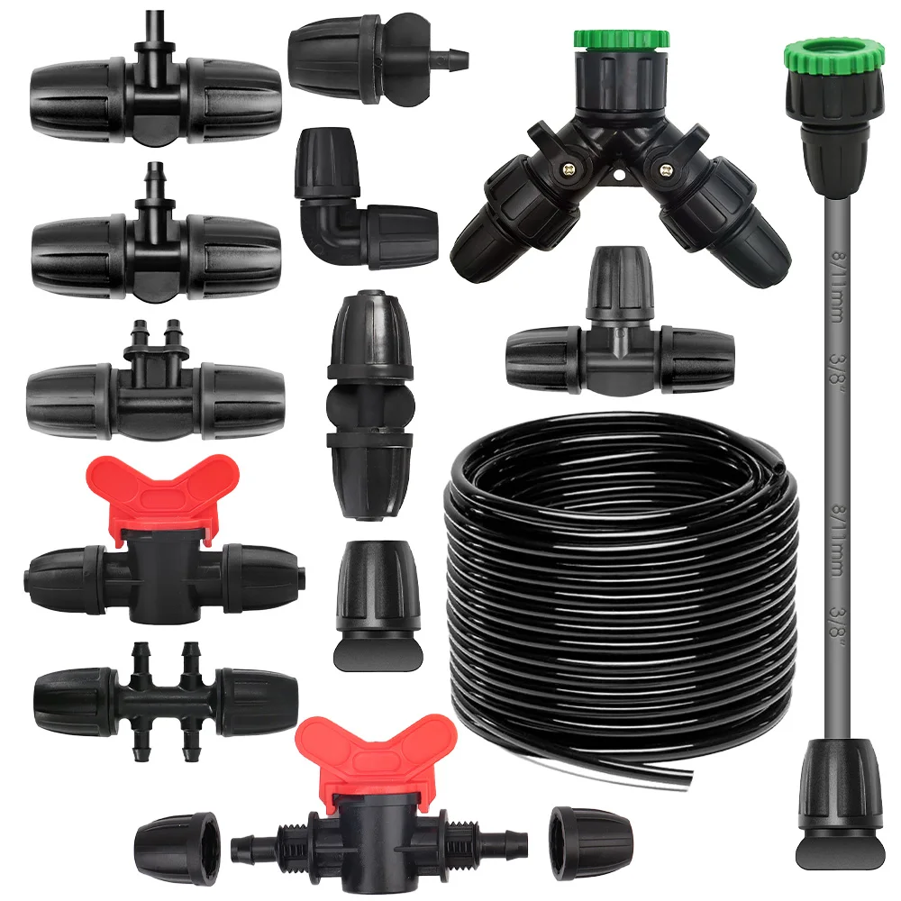 8/11 To 4/7mm Barbed Joint Tee Straight Elbow End Plug Valve Irrigator Tubeing Fitting 3/8
