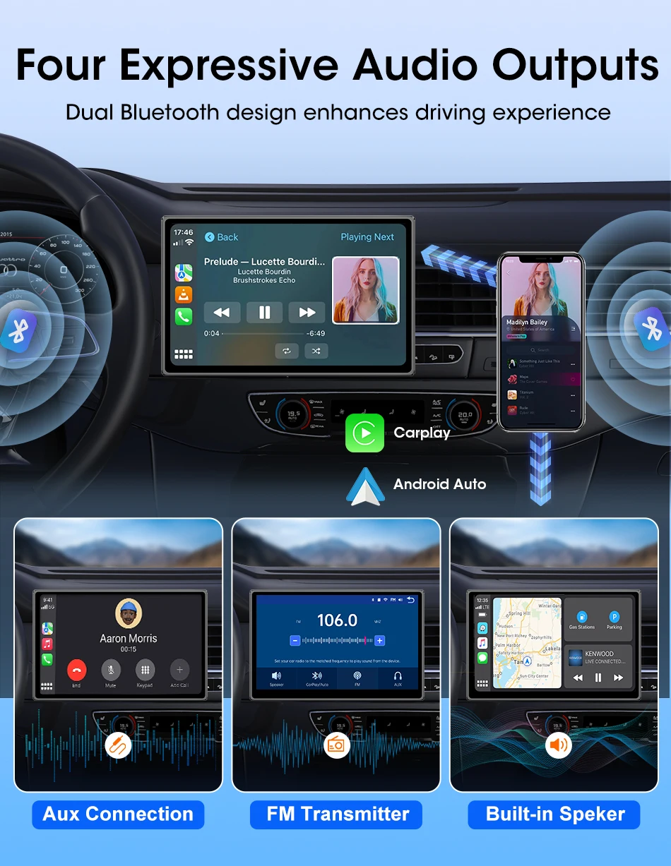Jansite 9-Zoll-Autoradio mit vertikalem Bildschirm, Multimedia-Videoplayer, kabelloses Carplay, Android Auto, magnetische Halterung, Auto-Monitore, GPS – Detail 12