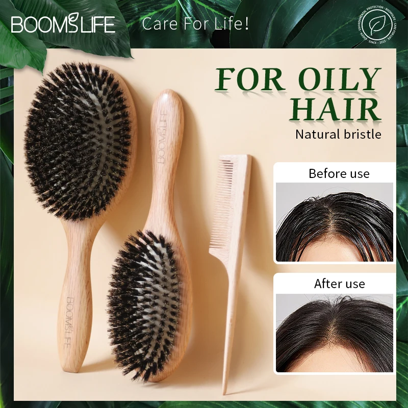 

Boar Bristle Hair Brush Women Combs for Hair Detangle Brush Oak Wood Hair Brush Barber Comb No Tangled Scalp Massage Brush