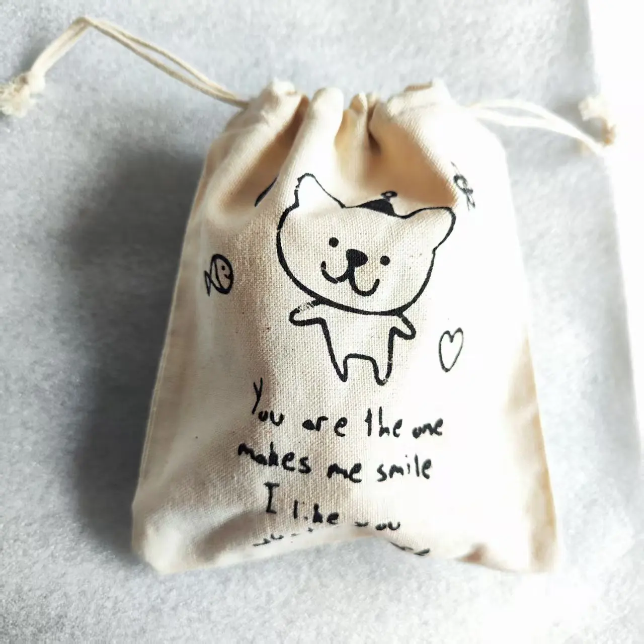

Cartoon Cotton Drawstring Storage Bags for Candy Gift Package Pouch Reusable Home Sundries Organize Dustproof Sacks