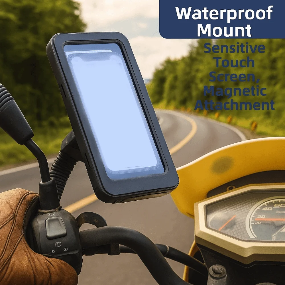 

Waterproof Bike Phone Holder Magnetic Design Stable Mount Phone Navigation Holder Adjustable Support 360° Swivel