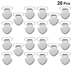 20pcs Heart Shape Duck Mouth Clips Metal Suspender Clips Pacifier Clips Sewing Clothing Accessories Garment Rivets Crafts