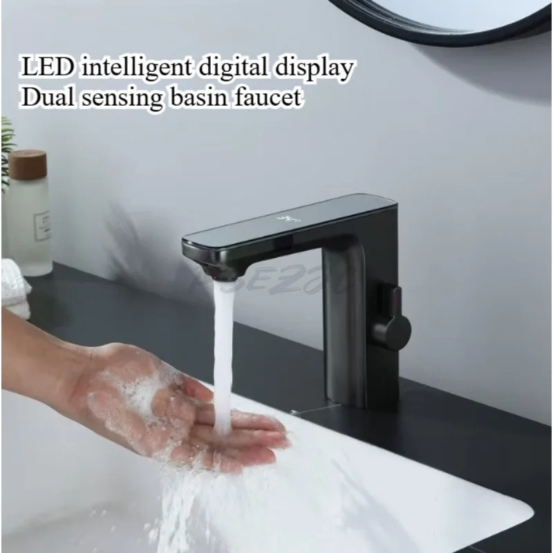 Washbasin Sensor Faucet Intelligent Digital Display Hot and Cold Multifunctional Bathroom Household Full Copper Washbasin Basin