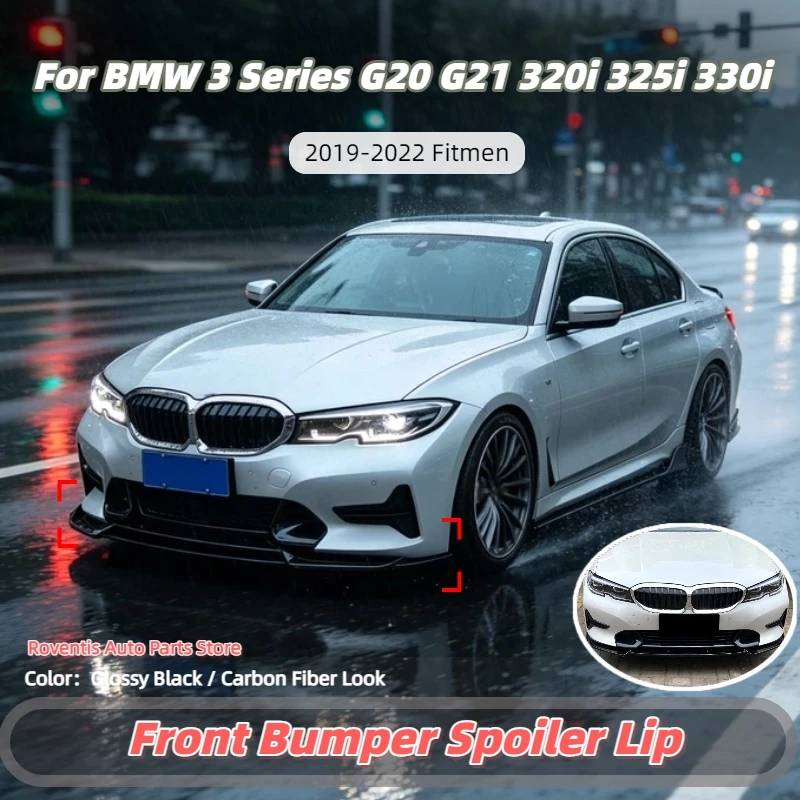 For BMW 3 Series G20 G21 320i 325i 330i 2019 2020 2021 2022 Car Front Bumper Lip Spoiler Guard Splitter Lower Apron Body Kit