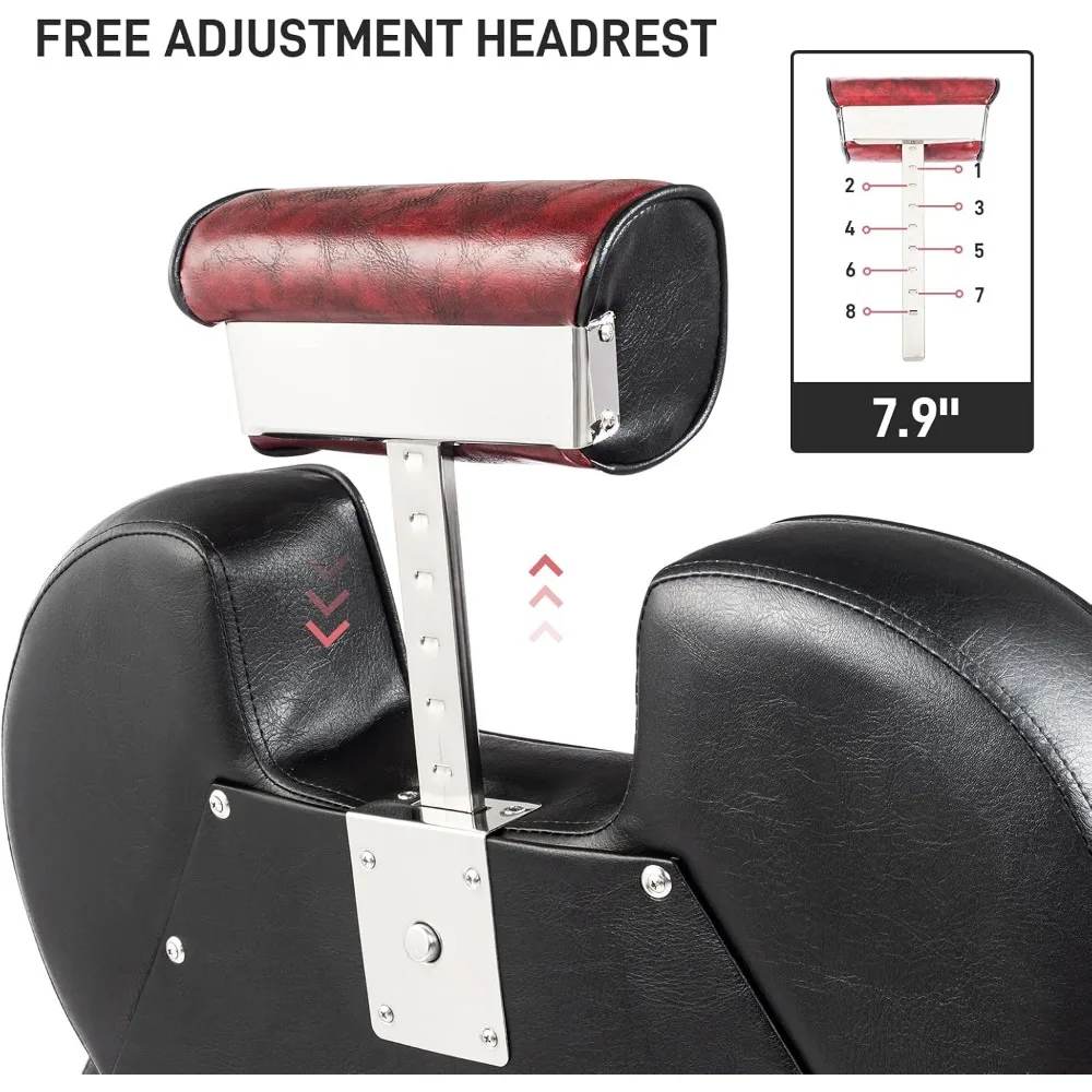 كرسي الحلاق الكلاسيكي لصالونات الشعر - شديد التحمل، مضخة هيدروليكية، مسند رأس قابل للتعديل، كرسي مصمم لجميع الأغراض #3