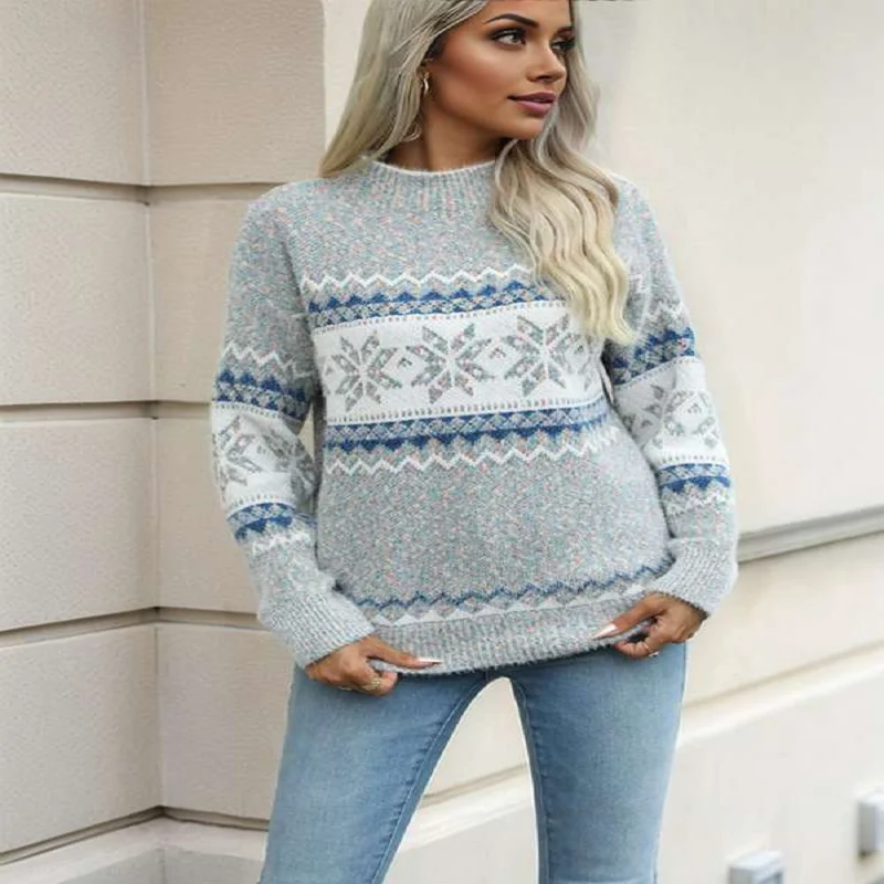 2025 Women's Christmas Knit Sweater Autumn Winter Fashion Knitwear Long Sleeves Slim Fit Woman Clothes Female Pullover Tops