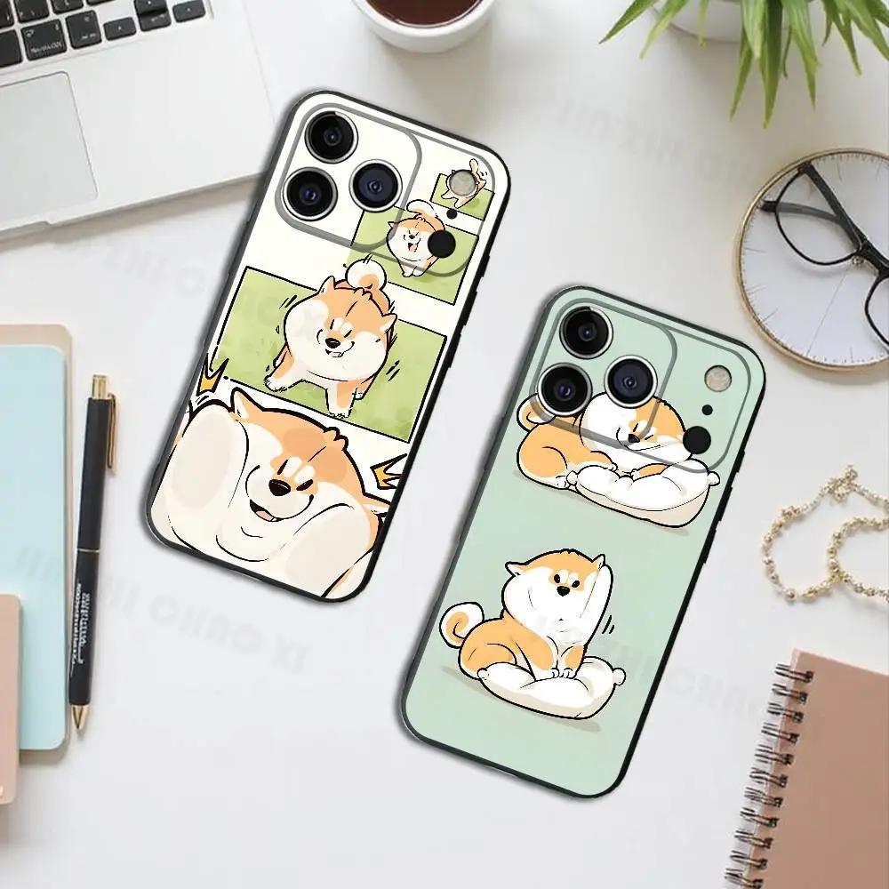 

Funny Dog Corgi Black Phone Case For IPhone 17 16 15 14 13 12 13 12 11 Pro Max Plus XS XR Silicone Soft Back Cover