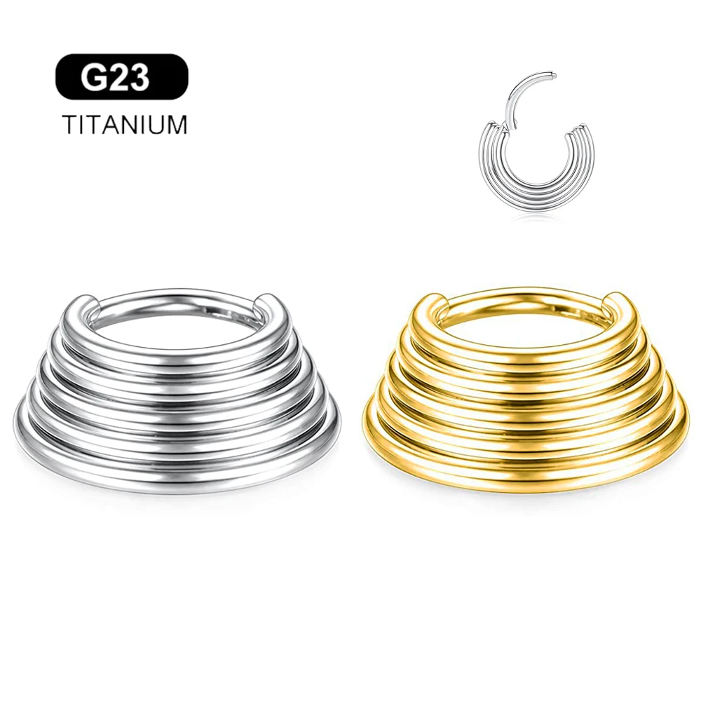 

ASTM F136 Titanium 5 Layer nose ring Hinged Septum Hoop Segment Helix Daith Ring Clicker Conch Body Piercing Jewelry