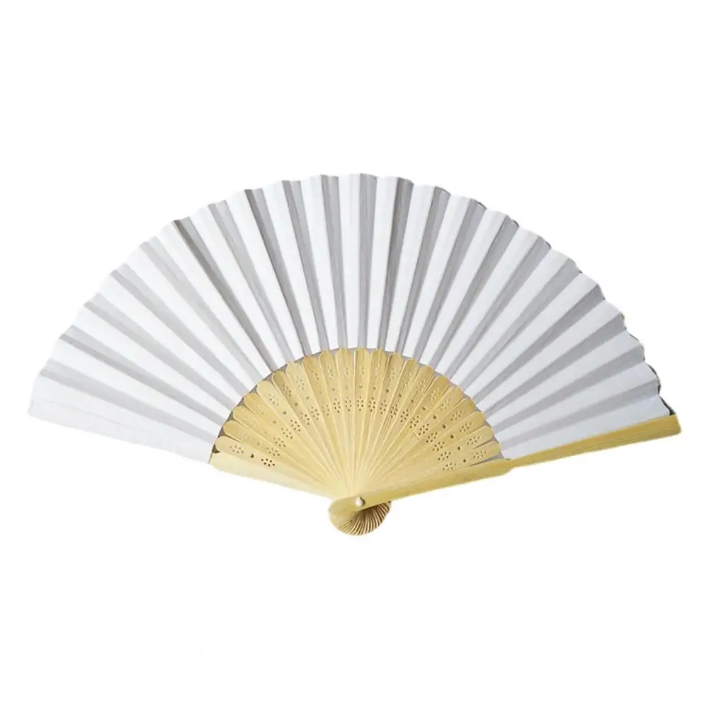 DIY Paper Bamboo Folding FanAdults Kid Hand Fans Calligraphy Painting Practice Blank White Fan for Wedding Room Decor