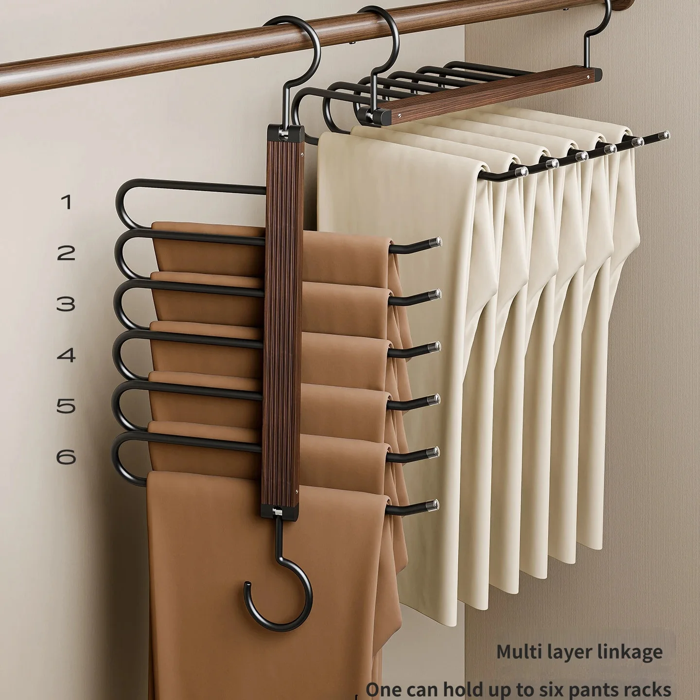 360° Rotating Hook Non‑Slip Heavy‑Load Closet Storage Organizer for Trousers Foldable Pants Hanger Multi‑Layer Magic Pants Rack