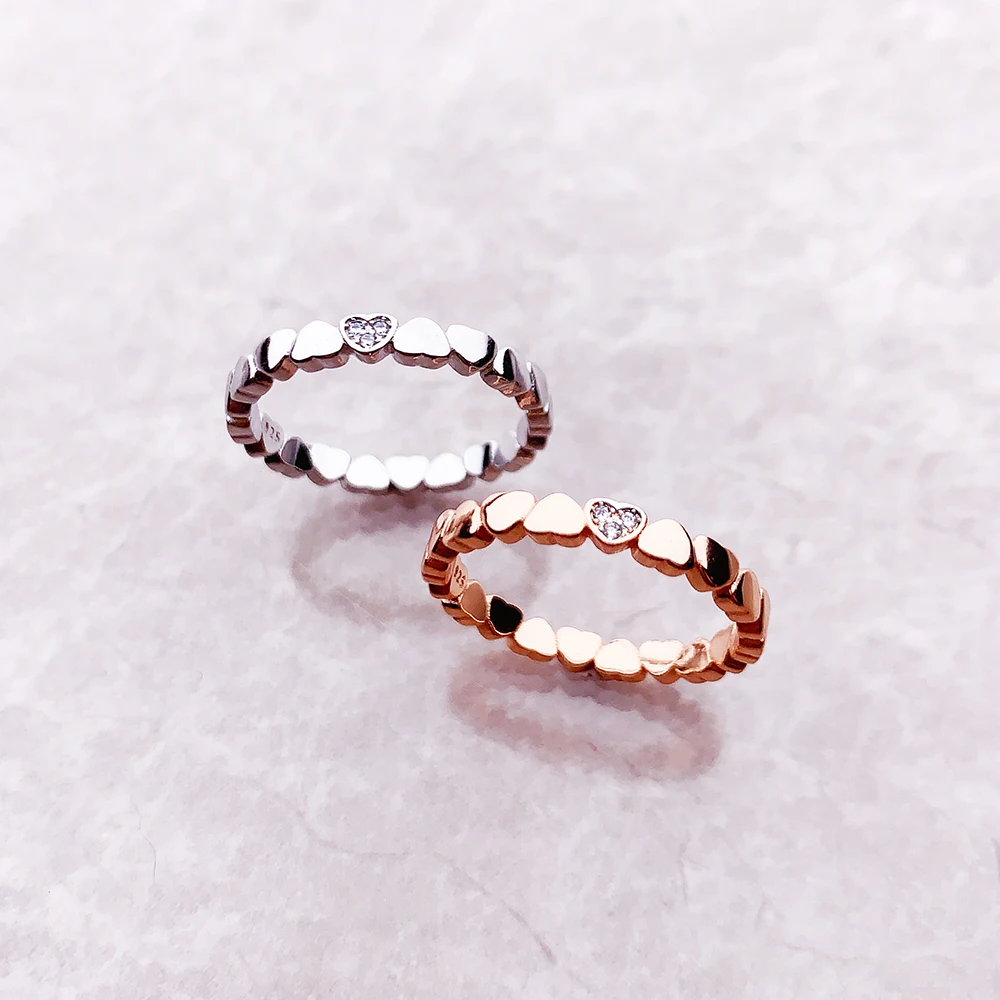 Ring Love Hearts Europe Style Romantic Fine Jewelry For Women Brand New Pure 925 Sterling Silver Gift - Detail 1