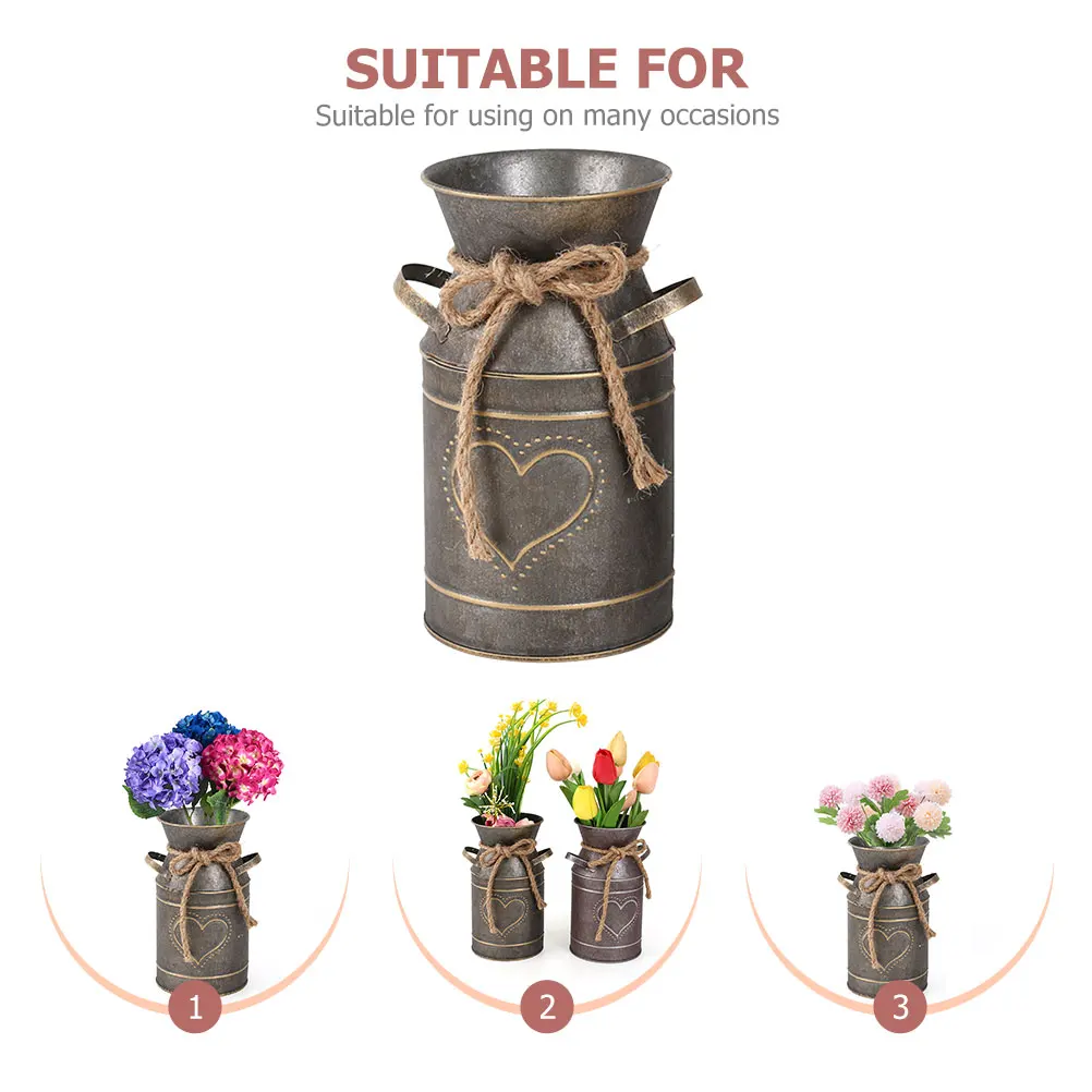 

Retro Tin Flower Bucket Metal Planter Pot Vintage Galvanized Iron Rustic Decor Vase Decorations Outdoor Flowerpot