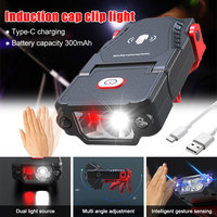 Mini LED Sensor Headlamp Super Bright Hat Clip Cap Light Fishing Headlight USB Rechargeable Adjustable Angle Camping Headlamp