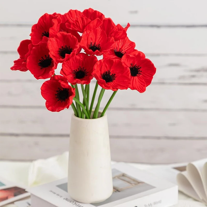 3/5 Stück künstliche Blumen, Blumenstrauß, Seidenmohn, künstliche Blumen für Heimdekoration, Garten, Party, Hochzeit, Dekoration, DIY-Zubehör – Detail 5