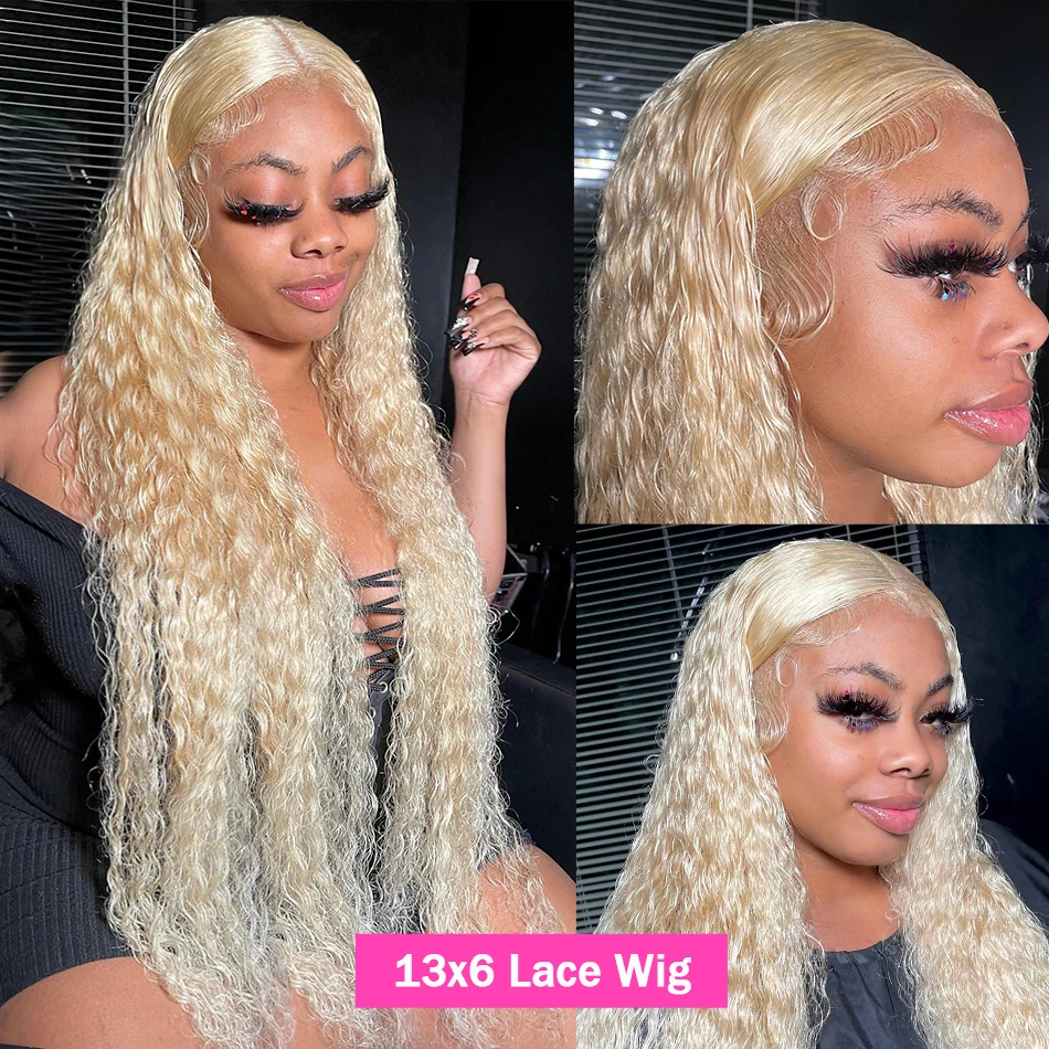 613 Hd Lace Frontal Wig 13x6 Water Wave Lace Front Wigs Human Hair Loose Deep Wave Wig Blonde Colored Curly Glueless For Women