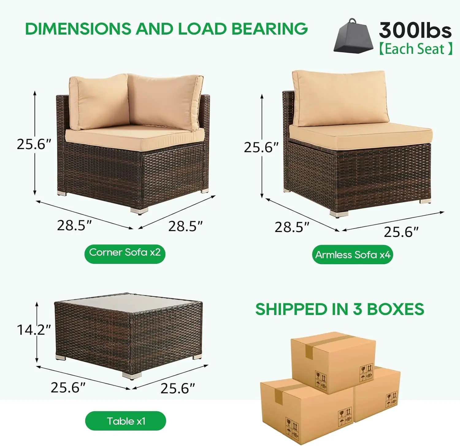 Patio Gartenmöbel Set 7 Stück Rattan Korb weide Schnitts ofa Couch Gesprächs set mit Tisch für Deck Rasen,