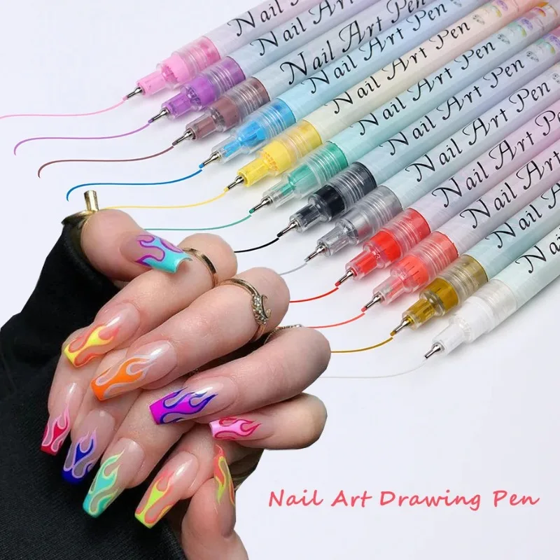 

12pcs Drawing Nail Art Pen Set Waterproof Painting Liner Brush Nails Art Accessories Tools Kits Nail Supplies For Manicure