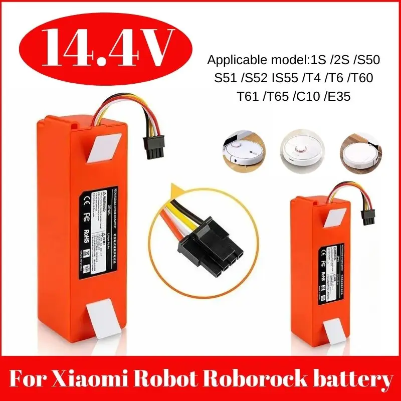 

14.4V BRR-2P4S-5200S Robotic Vacuum Cleaner Replacement Battery For Xiaomi Roborock S55 S60 S65 S50 S51 S5 MAX S6 Parts