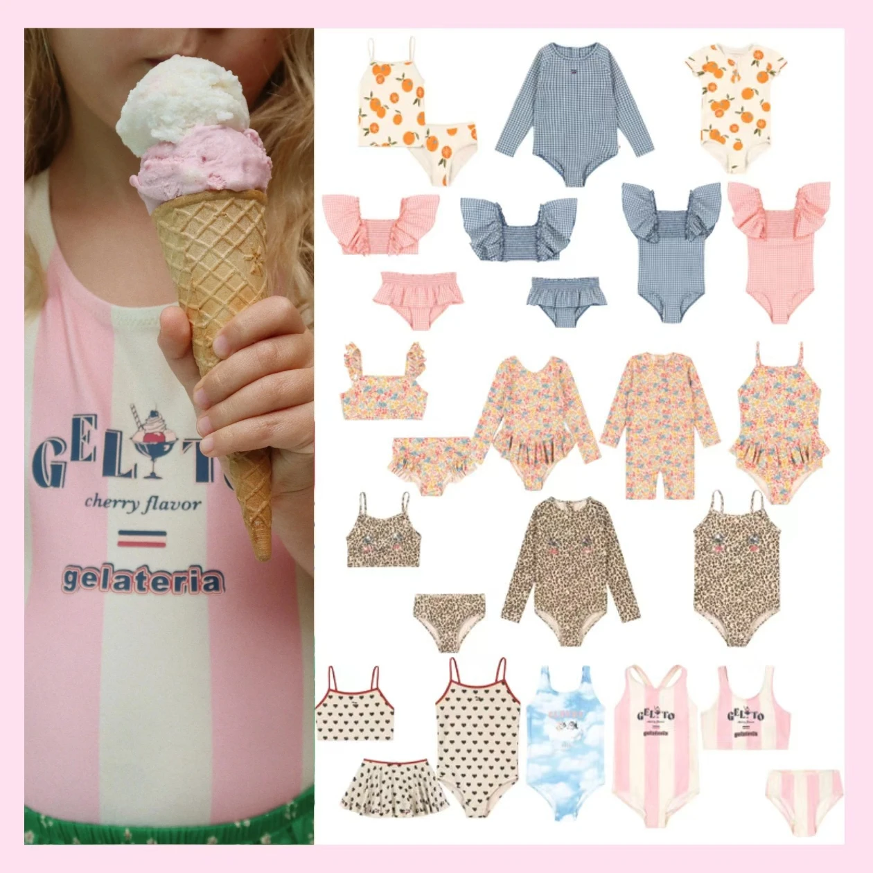 Traje de Baño de una Pieza para Niñas KS 2026, Ropa de Playa de Verano para Niñas, Traje de Baño Monokini, Conjuntos de Bikini con Volantes de Princesa para Niñas