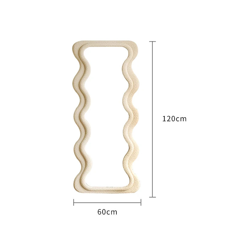 Nordic salon stojące lustro aksamitna rama nieregularna fala rama pełna długość prostokątna makrama lustro kreatywna dekoracja do domu