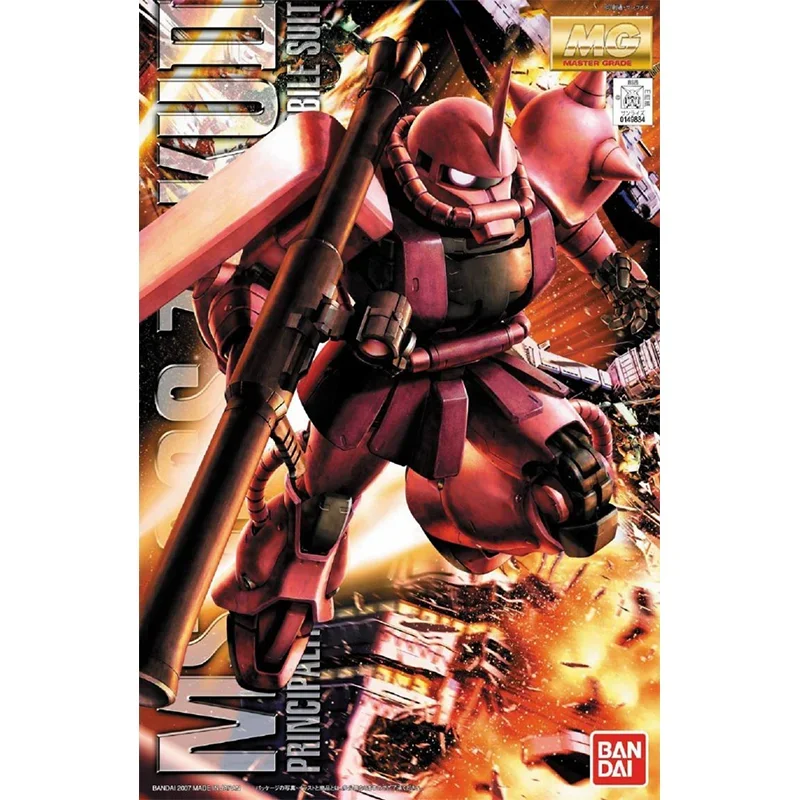 Bandai Original GUNDAM Anime Model MG 1/100 MS-06S CHAR S ZAKU Ver 2.0 Action Figure Assembly Model Toys Gifts for Children