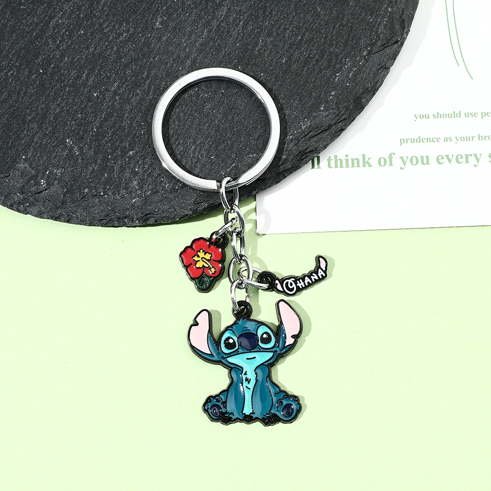 Cute Lilo & Stitch Enamel Pendant Keychain for Girls Cartoon Keyrings Backpack Accessory Jewelry