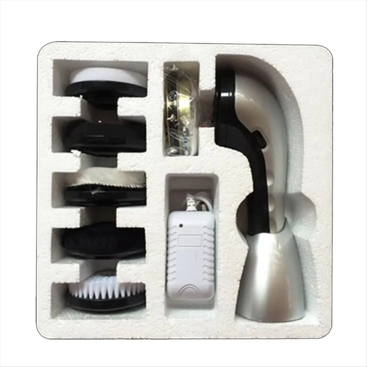AT33 Portable Handheld Electric Shoe Brush Shine Polisher Battery/Plug-in Power Supply Electric Shoe Polisher Silver EU Plug