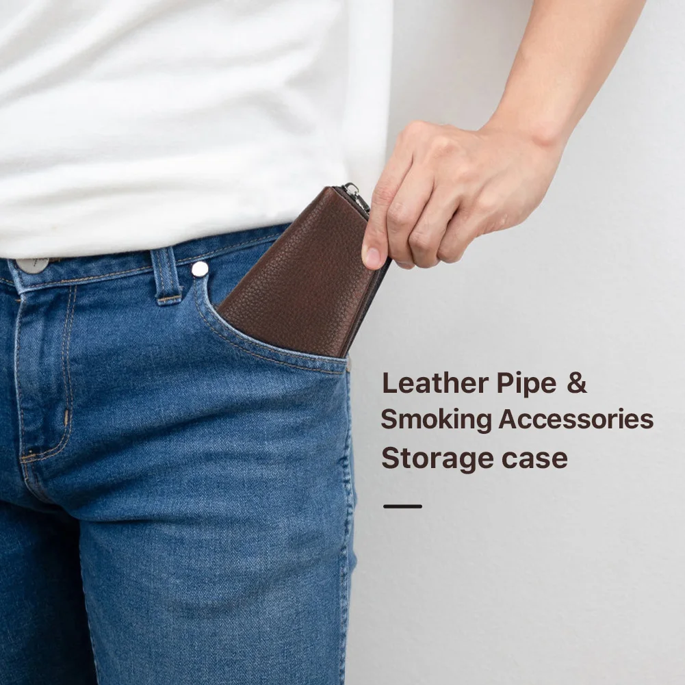 Genuine Leather Case for Tobacco Smoking Pipe Portable Herb Tobacco Smoking Pipe Pouch Smoking Tools Accessories