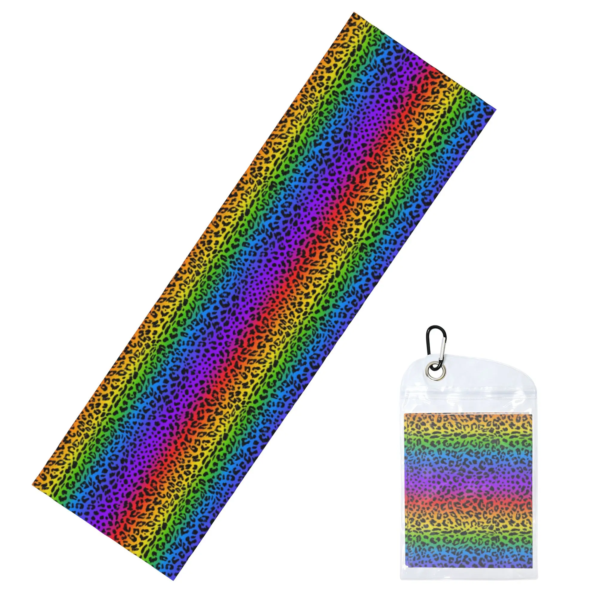 Rainbow Leopard Print Pattern Cold Exercise Towel   Super Soft Breathable Instant Cooling Towel Yor Gym Towels