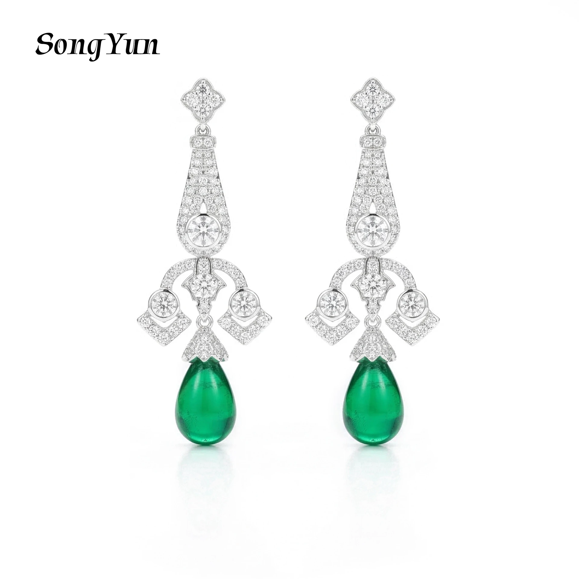 

SongYun Jewelry 925 Sterling Silver Earring Fine High Carbon Diamond HCD Gemstones 925 Sterling Silver Earring Accessories