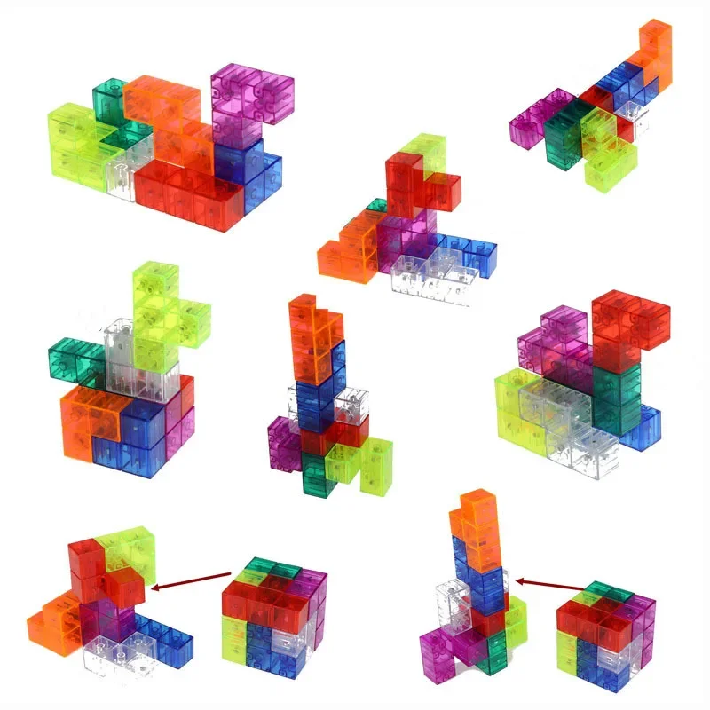 YJ DIY Magnetic Cube Building Blocks 3D Magnet Tile 7Pcs Set Puzzle Speed Cube 54pcs Guide Cards IntelligenceToys For Children