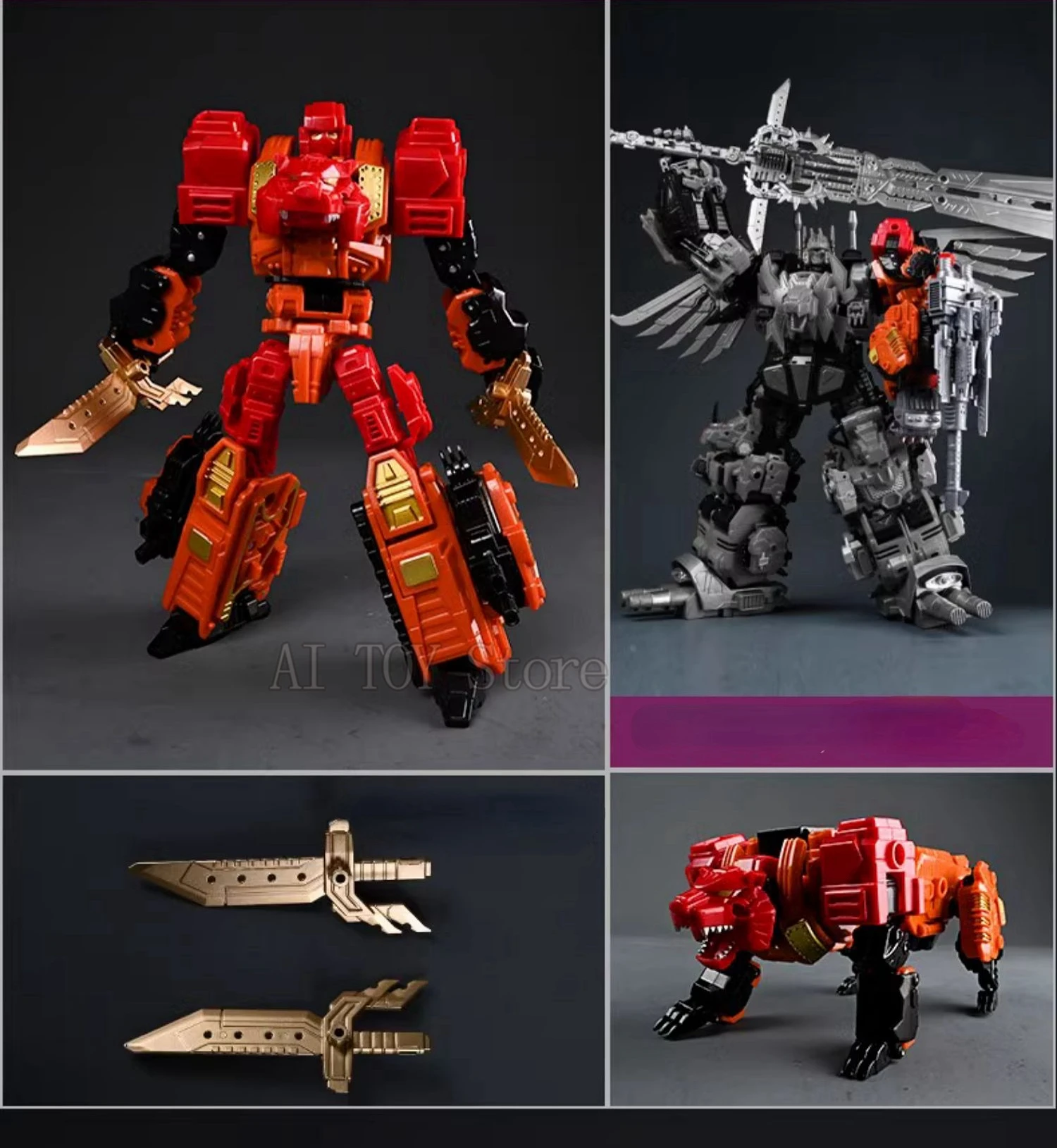 JinBao Predaking Transformation Cool Anime 5 en 1 figurine Robot voiture militaire réservoir modèle jouets cadeaux Onslaugh surdimensionné 43CM