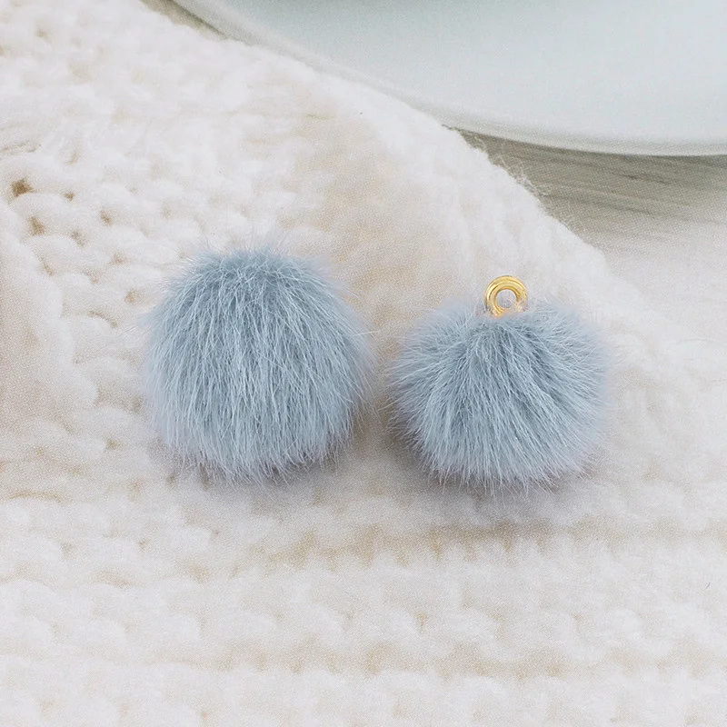 10pcs Plush Fur Cover Ball Beads Charms Cute Bead Pendant for DIY Jewelry Making Accessories Handmade Earring Bracelet