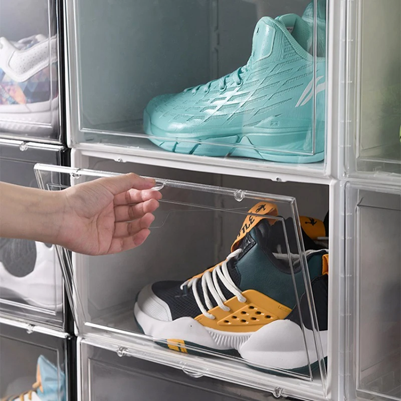 Magnetic Suction Sneaker Storage Box Transparent Basketball Shoes Shoe Box Collection Display Shoe Cabinet