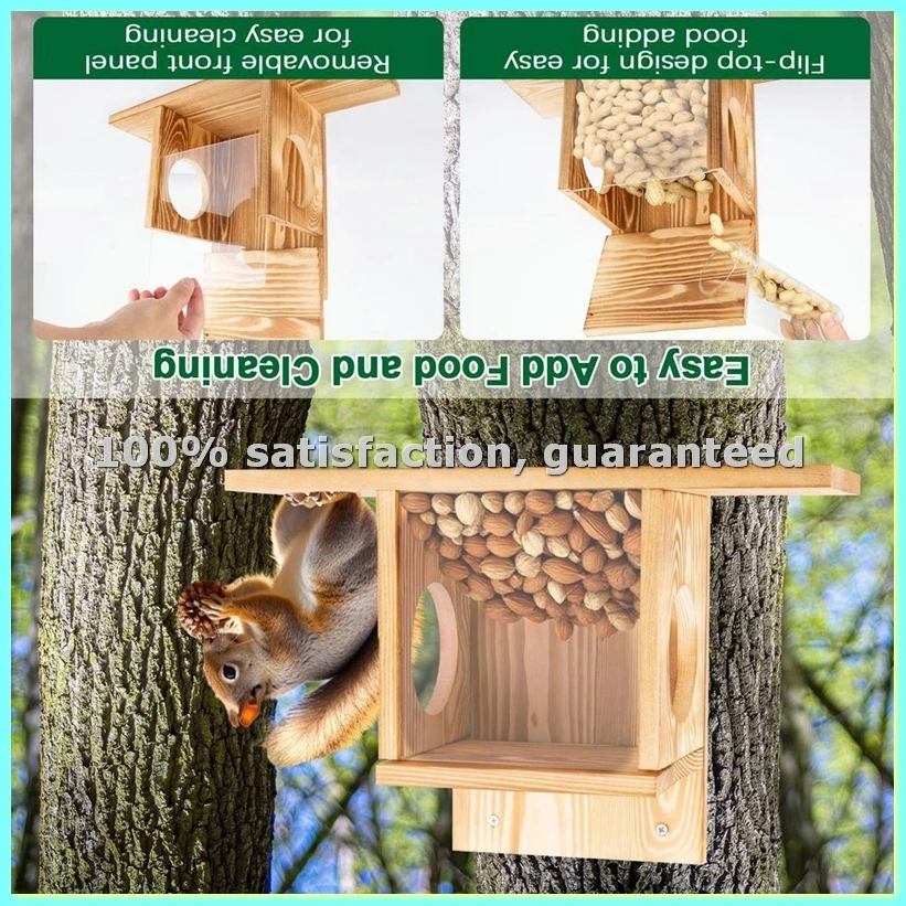 

Кормушка для белок для улицы, деревянная кормушка-столик для пикника на открытом воздухе, домик-гнездо для белок, деревянные кормушки для белок - AD23