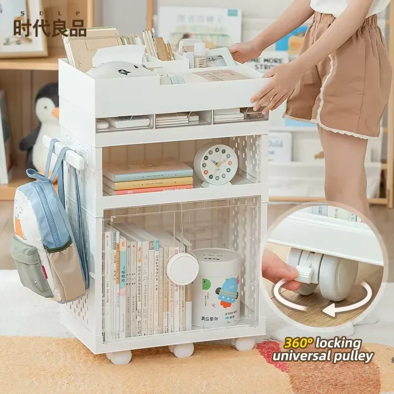 OEM/ODM multi-function locker, with wheels, foldable desk, office storage unit, removable storage cart