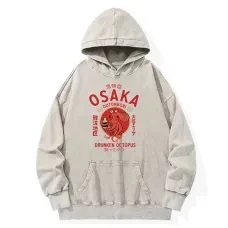 Men Women Casual Pullover Hoodie Long Sleeve Retro Japanese Octopus Graphic Logo Loose Streetwear Hooded Sweatshirt Kids