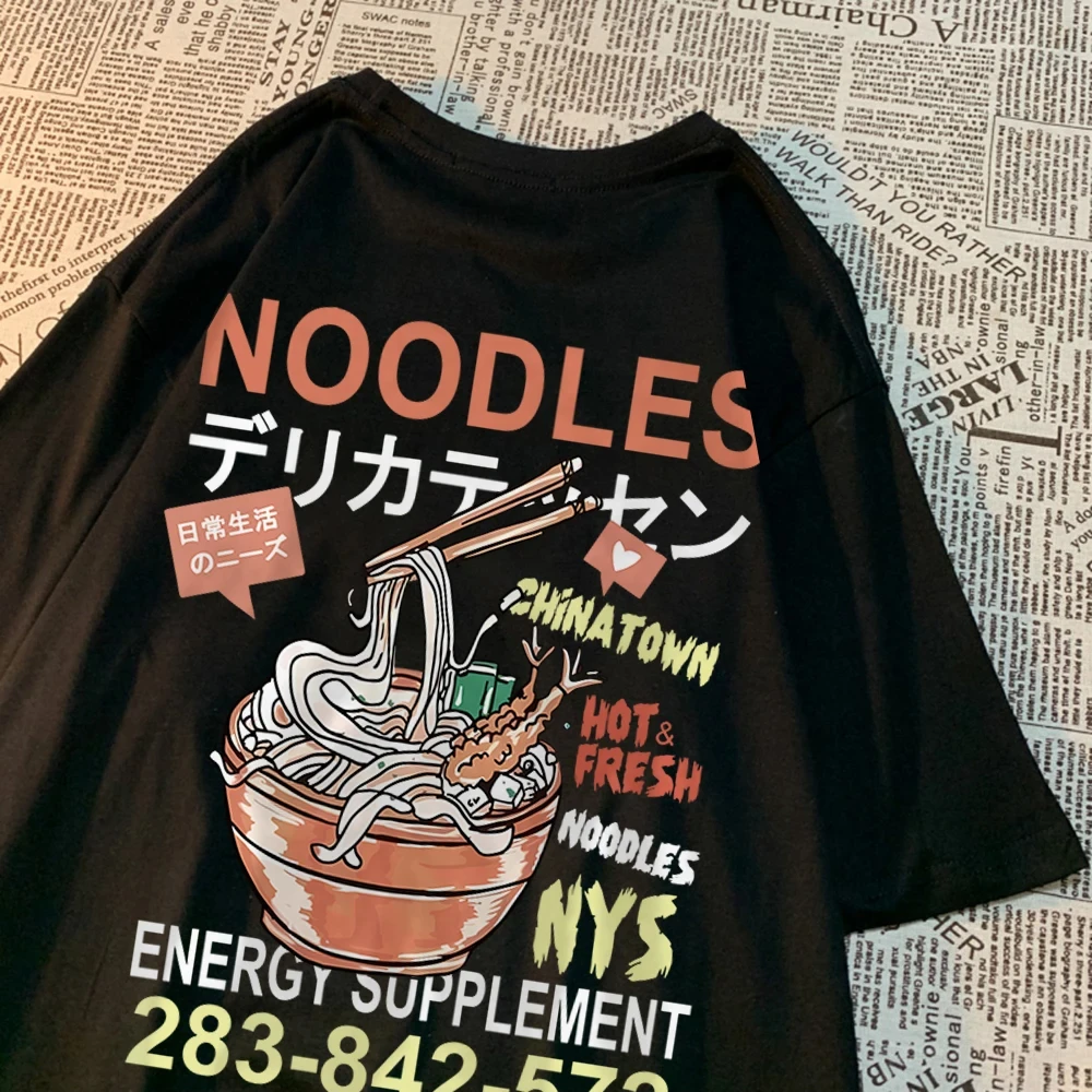 

Anime Noodies Illustration Graphic Drawstring T Shirt Mens Oversize New Tee Clothes Summer Cotton Tops Creativity T Shirts 70360
