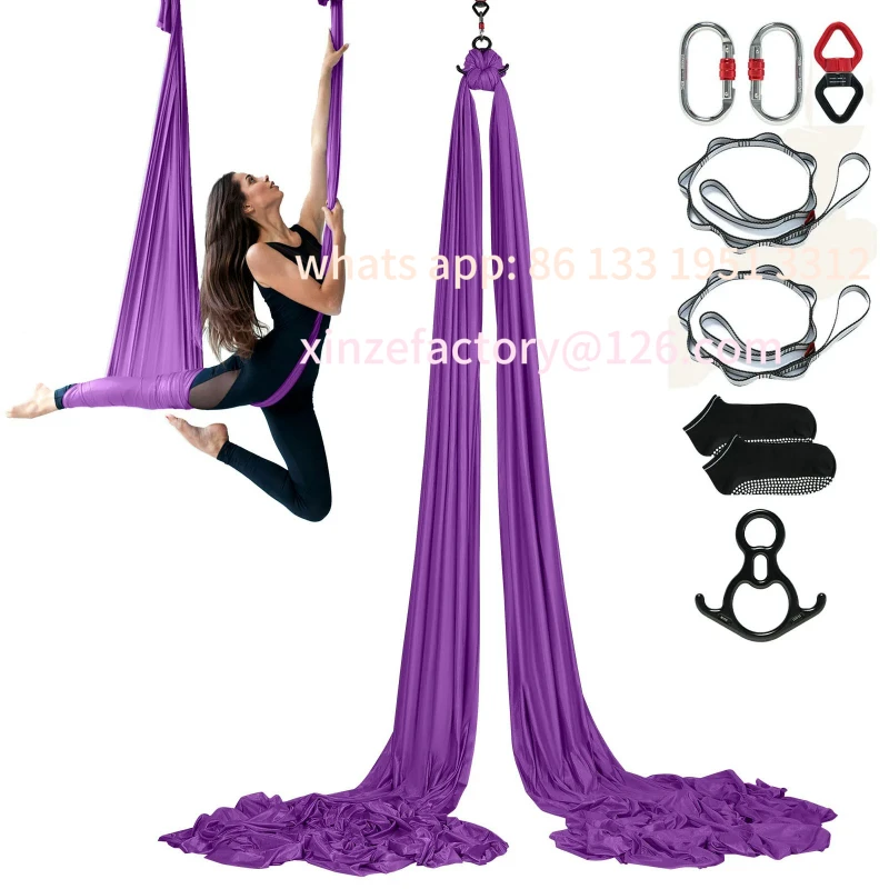 

Customizable 8.7/11Yards Aerial Yoga Hammock & Swing Yoga Starter Kit Aerial Silk Fabric Yoga Strap Accessory