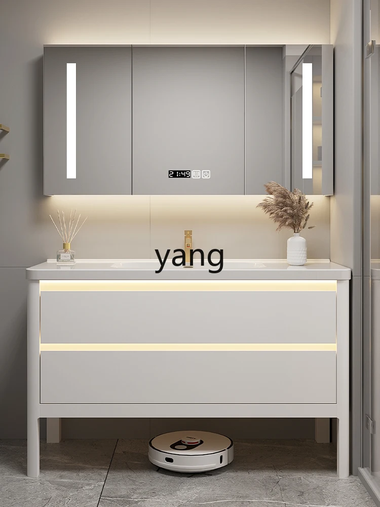 

LMM White Bathroom Cabinet Combination Floor Type Arc Ceramic Whole Washbin Wash Basin Washbasin Cabinet