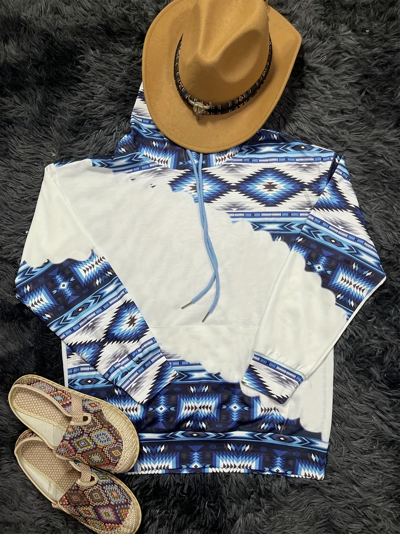 المرأة عارضة الأزياء جولة الرقبة السترة هوديي النمط العرقي الغربي الرجعية طباعة المرأة سترة هوديي